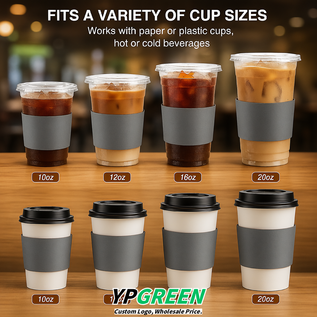 Aurora Gray Kraft Paper Coffee Cup Sleeves For 10, 12, 16, 20 oz Paper & Plastic Cups Factory