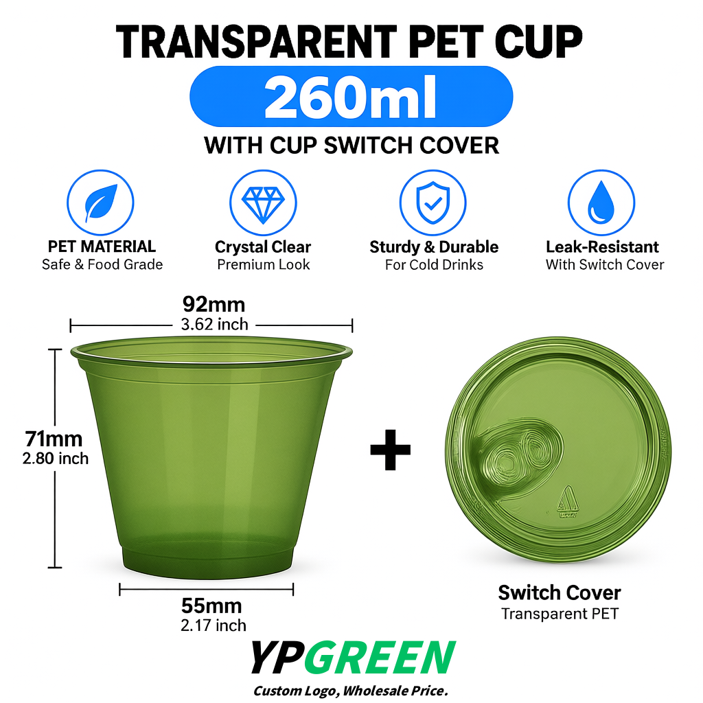 Avocado Green Iced Latte Plastic Cup 260ml Disposable Clear Cup 9.2×5.5×7.1cm