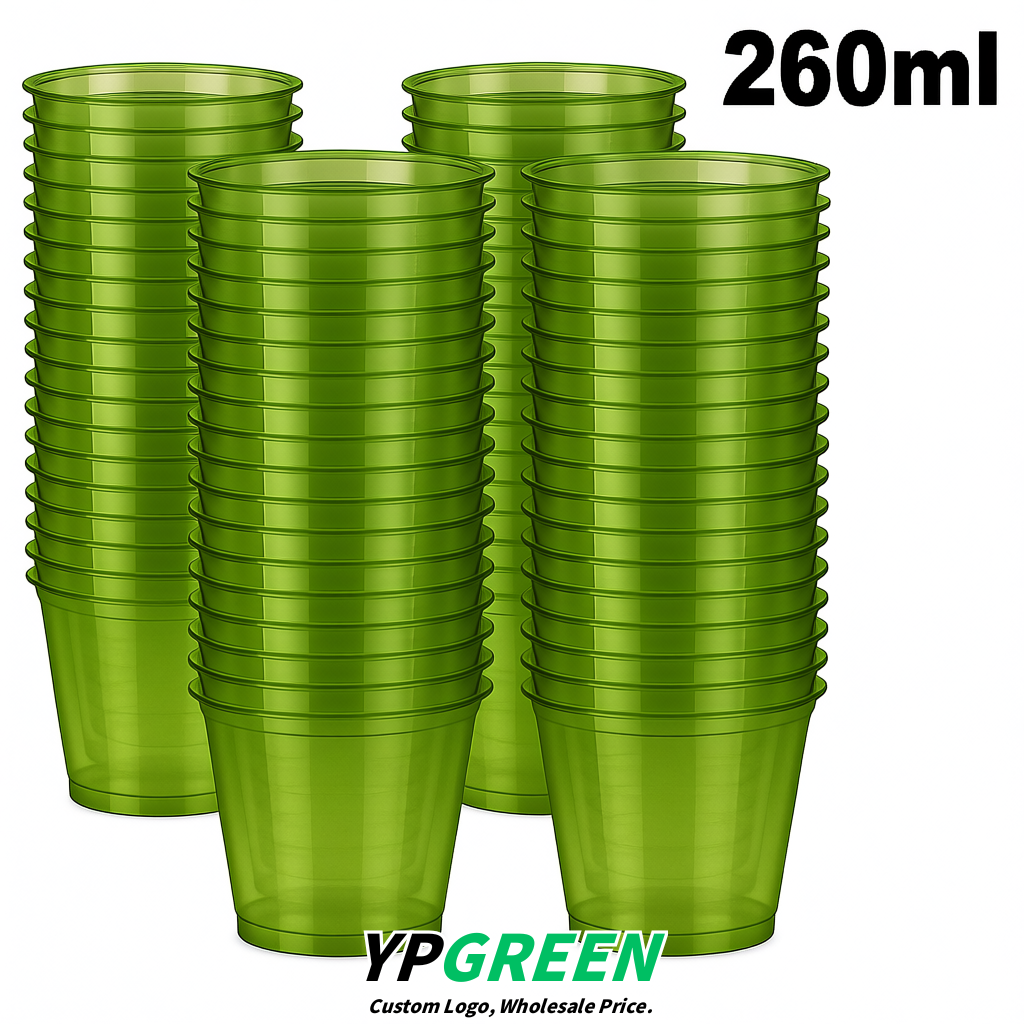 Avocado Green Iced Latte Plastic Cup 260ml Disposable Clear Cup 9.2×5.5×7.1cm
