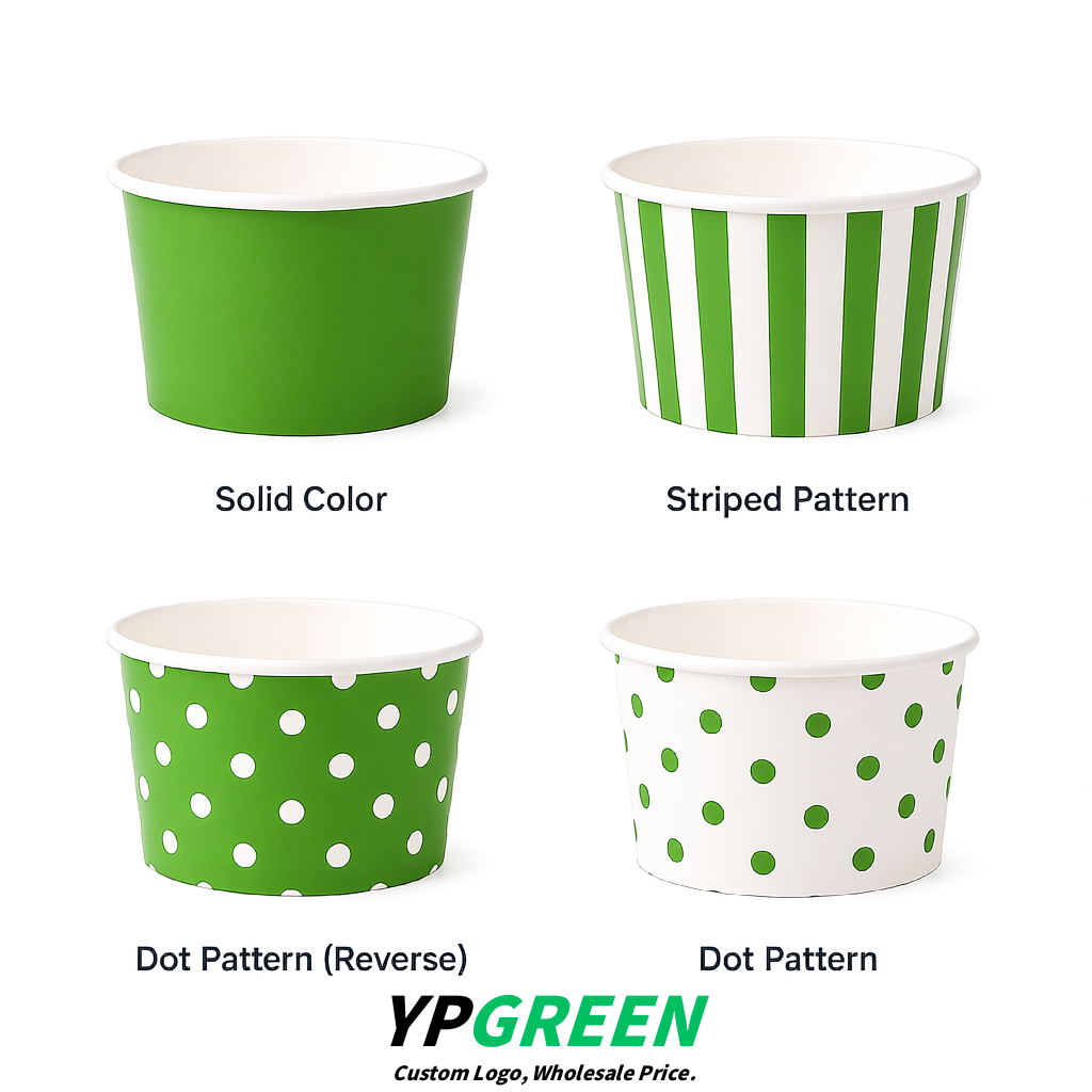 Avocado Green Paper Gelato Takeaway Cup 2-10oz Disposable Ice Cream Bowls with Lids Factory