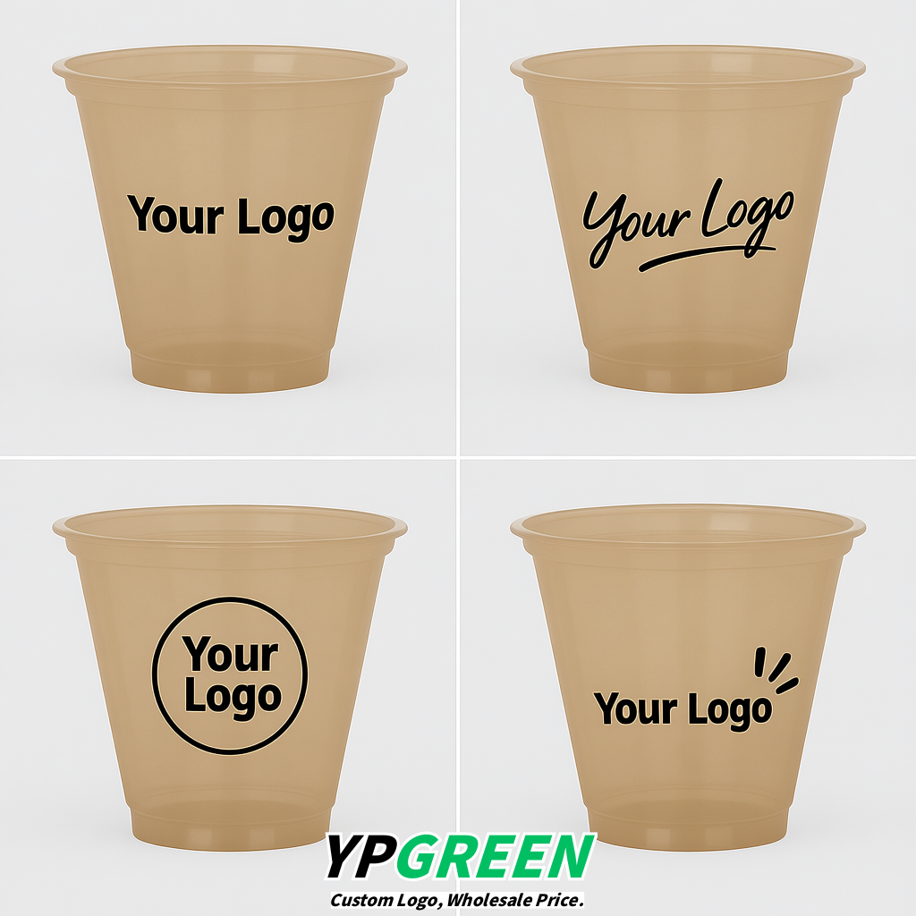 Beige Iced Latte Plastic Cup 260ml Disposable Clear Cup 9.2×5.5×7.1cm