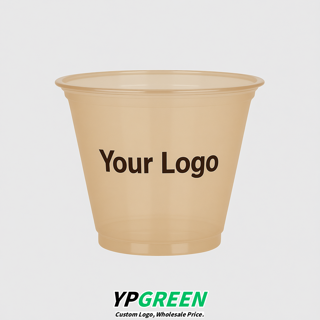 Beige Iced Latte Plastic Cup 260ml Disposable Clear Cup 9.2×5.5×7.1cm