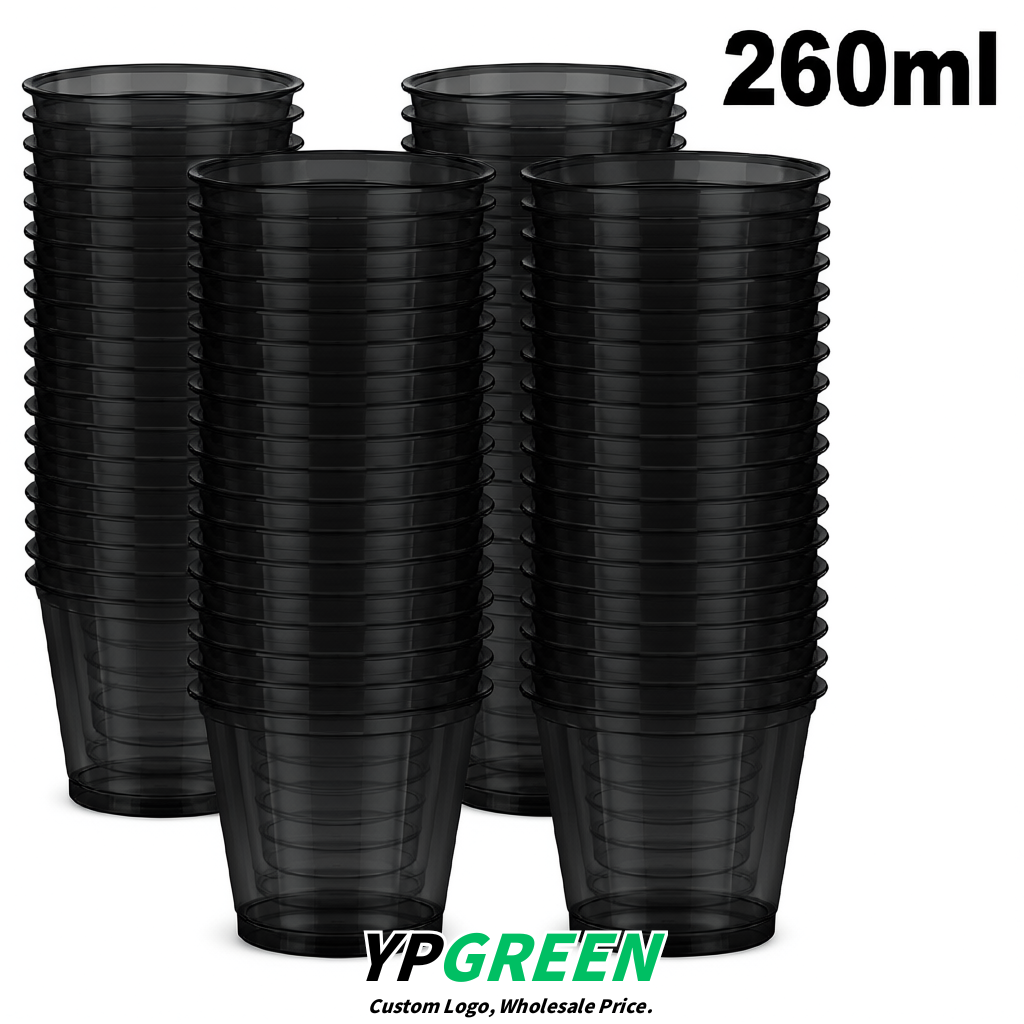 Black Iced Latte Plastic Cup 260ml Disposable Clear Cup 9.2×5.5×7.1cm