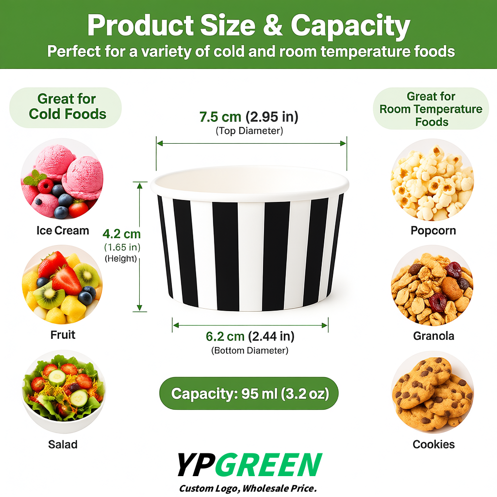 Black Paper Gelato Takeaway Cup 2-10oz Disposable Ice Cream Bowls with Lids Factory