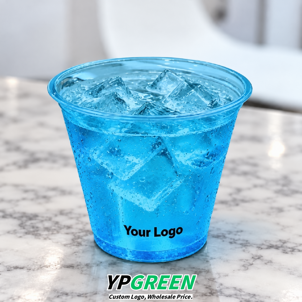 Blue Iced Latte Plastic Cup 260ml Disposable Clear Cup 9.2×5.5×7.1cm