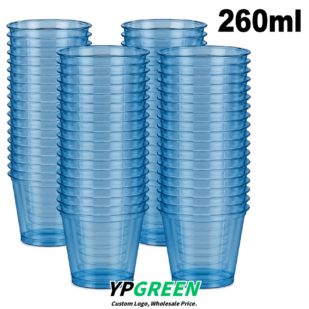 Blue Iced Latte Plastic Cup 260ml Disposable Clear Cup 9.2×5.5×7.1cm
