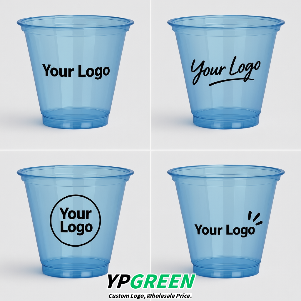 Blue Iced Latte Plastic Cup 260ml Disposable Clear Cup 9.2×5.5×7.1cm