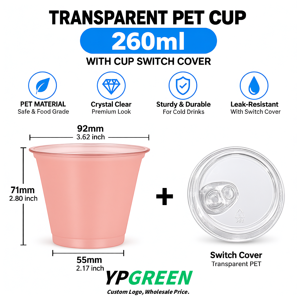Blush Iced Latte Plastic Cup 260ml Disposable Clear Cup 9.2×5.5×7.1cm