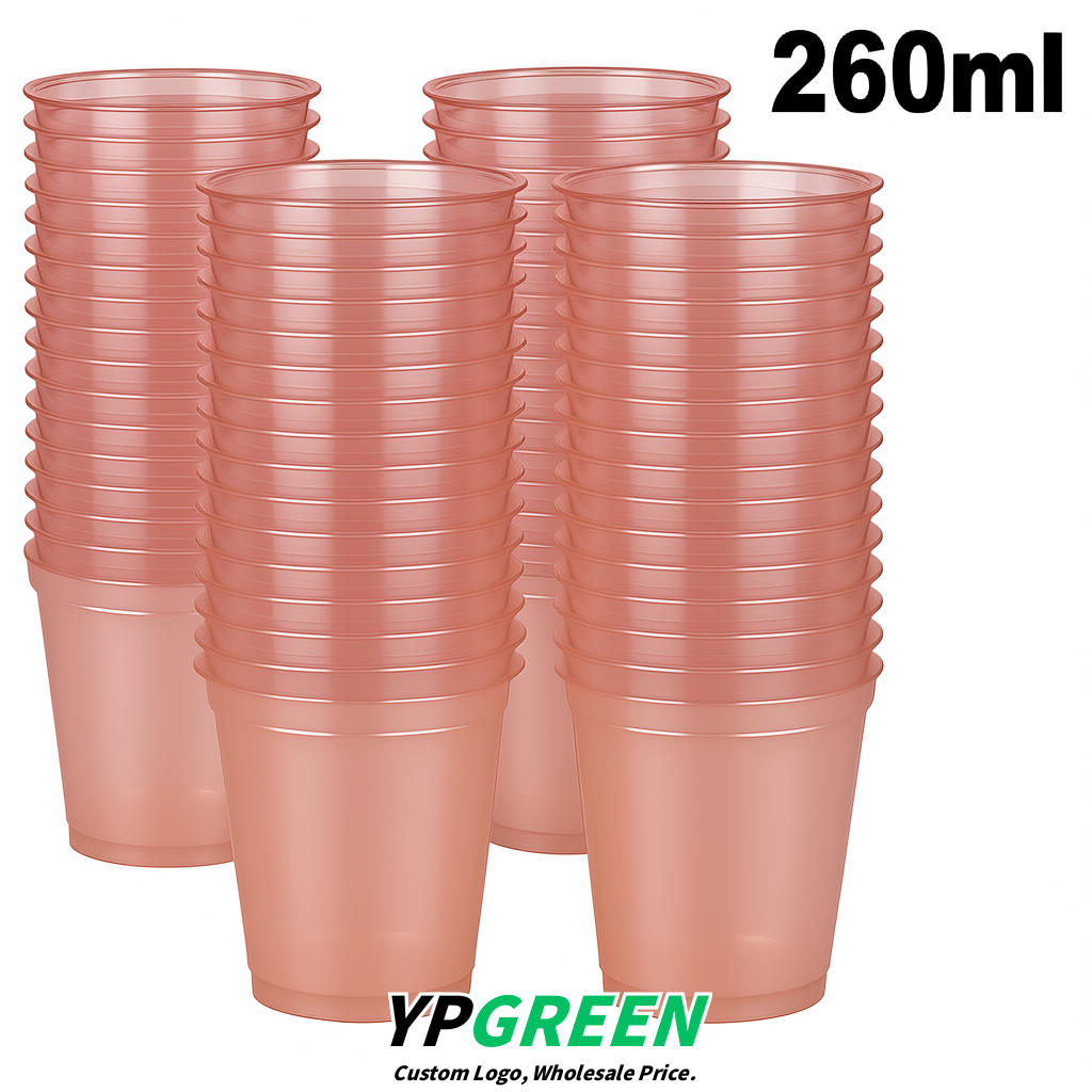 Blush Iced Latte Plastic Cup 260ml Disposable Clear Cup 9.2×5.5×7.1cm