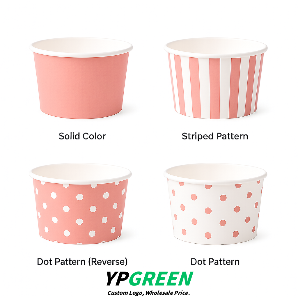 Blush Paper Gelato Takeaway Cup 2-10oz Disposable Ice Cream Bowls with Lids Factory