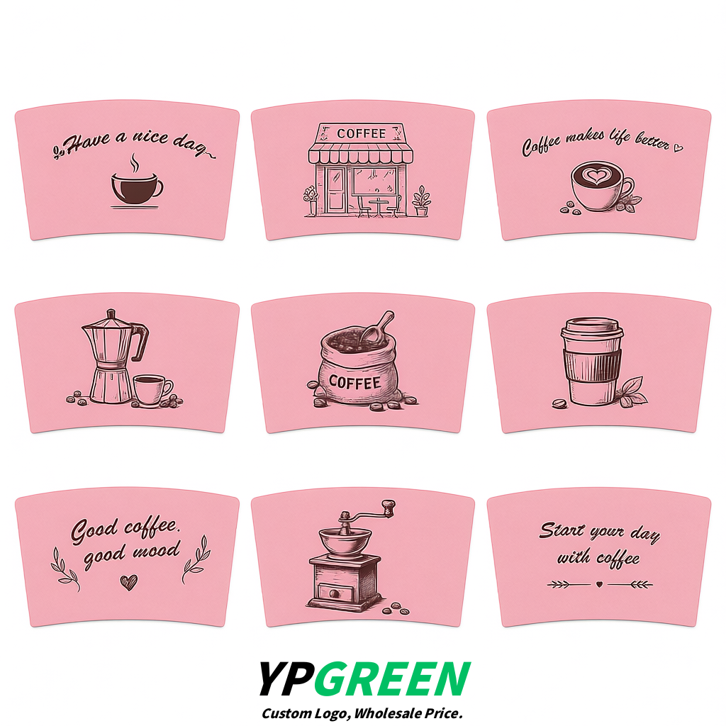 Blush Kraft Paper Coffee Cup Sleeves For 10, 12, 16, 20 oz Paper & Plastic Cups Factory