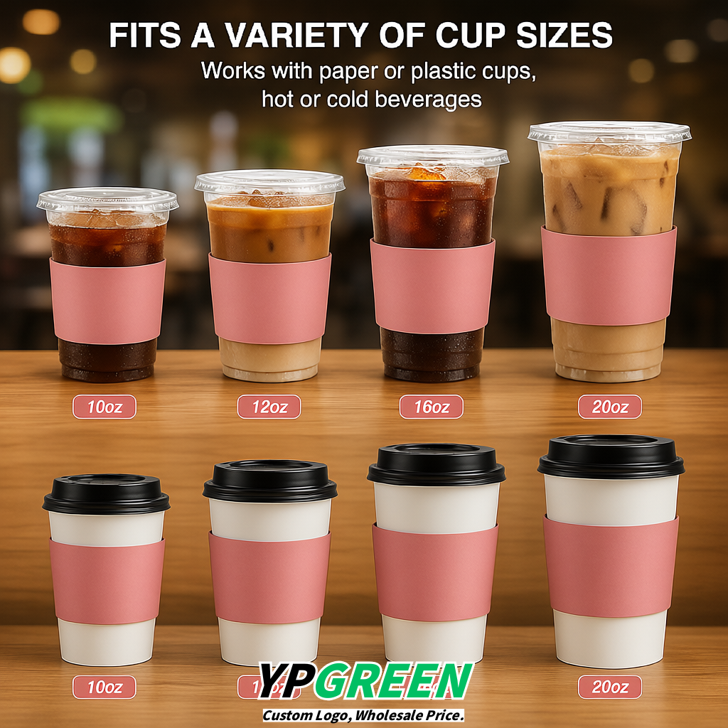 Blush Kraft Paper Coffee Cup Sleeves For 10, 12, 16, 20 oz Paper & Plastic Cups Factory