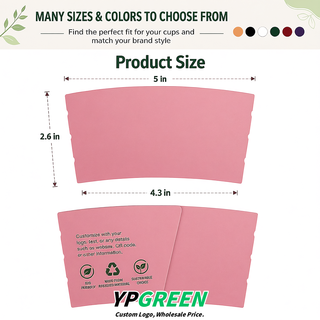 Blush Kraft Paper Coffee Cup Sleeves For 10, 12, 16, 20 oz Paper & Plastic Cups Factory