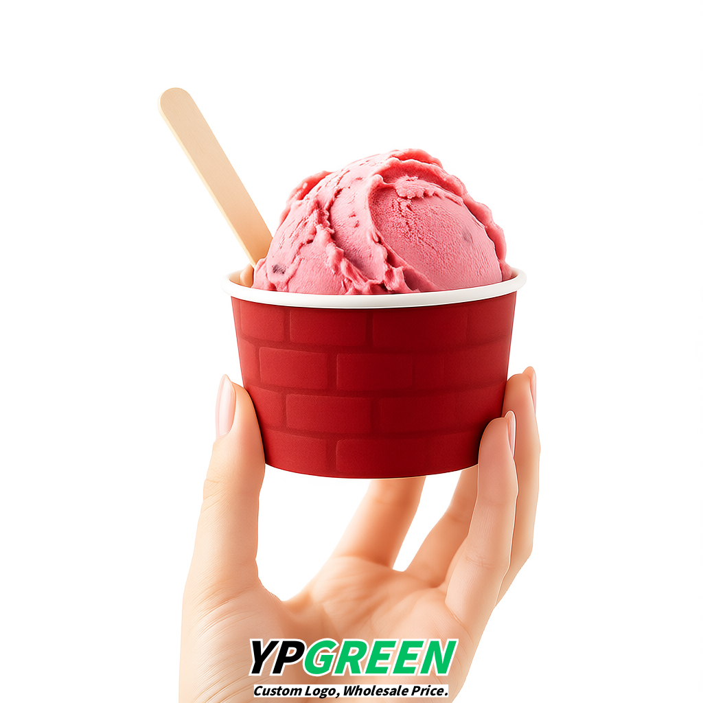 Brick Red Paper Gelato Takeaway Cup 2-10oz Disposable Ice Cream Bowls with Lids Factory Brick Red Paper Gelato Takeaway Cup 2-10oz Disposable Ice Cream Bowls with Lids Factory