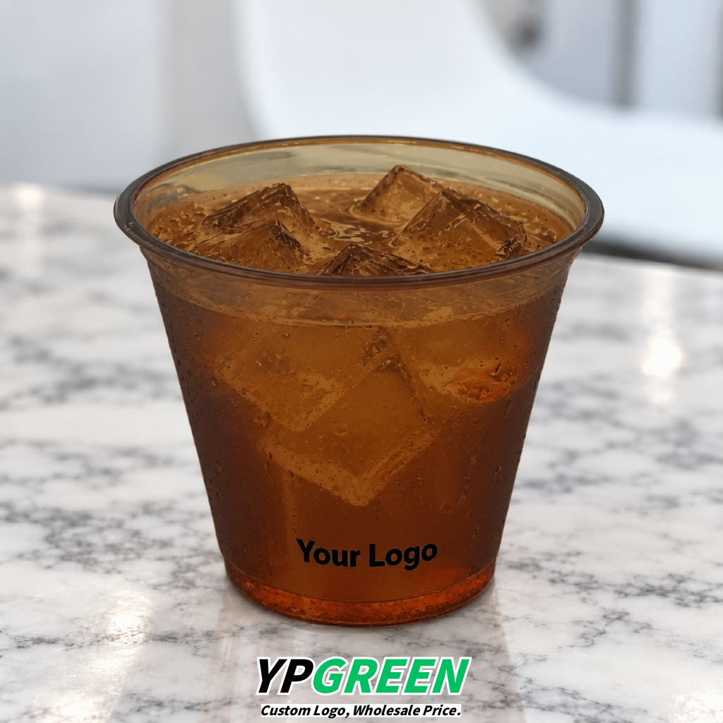 Bronze Iced Latte Plastic Cup 260ml Disposable Clear Cup 9.2×5.5×7.1cm