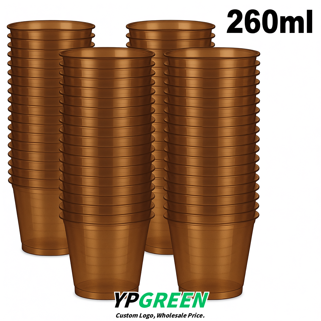 Bronze Iced Latte Plastic Cup 260ml Disposable Clear Cup 9.2×5.5×7.1cm