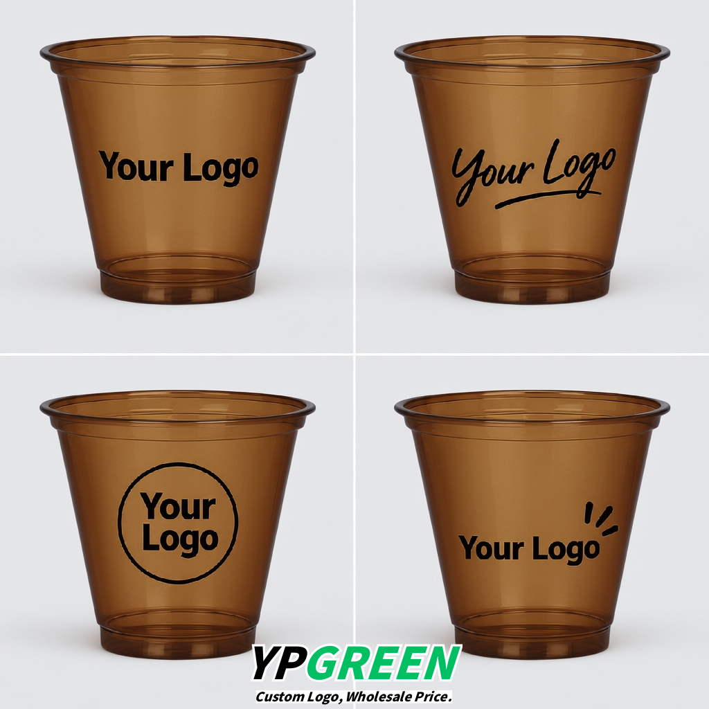 Bronze Iced Latte Plastic Cup 260ml Disposable Clear Cup 9.2×5.5×7.1cm