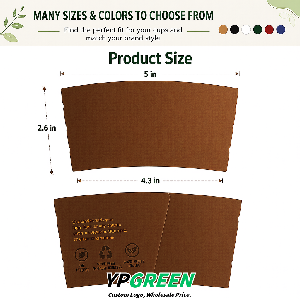 Bronze Kraft Paper Coffee Cup Sleeves For 10, 12, 16, 20 oz Paper & Plastic Cups Factory