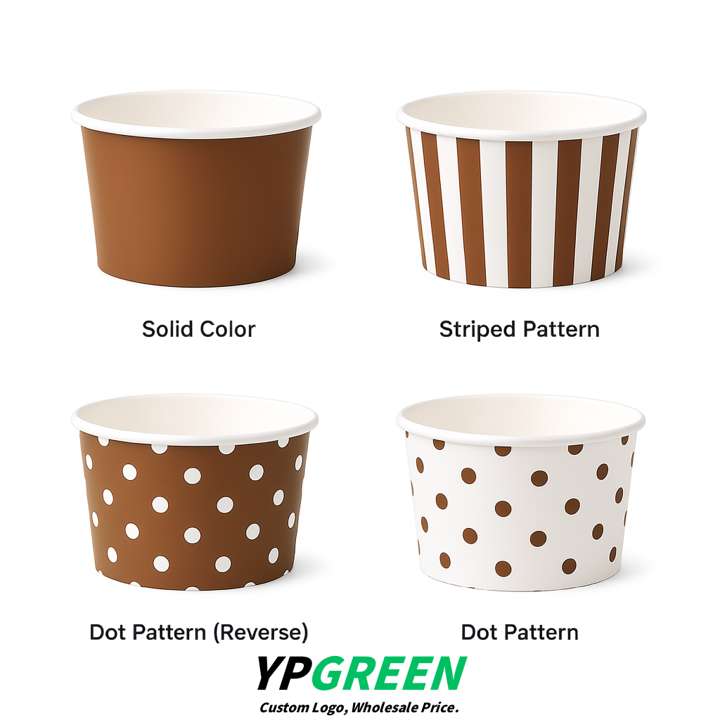 Brown Paper Gelato Takeaway Cup 2-10oz Disposable Ice Cream Bowls with Lids Factory