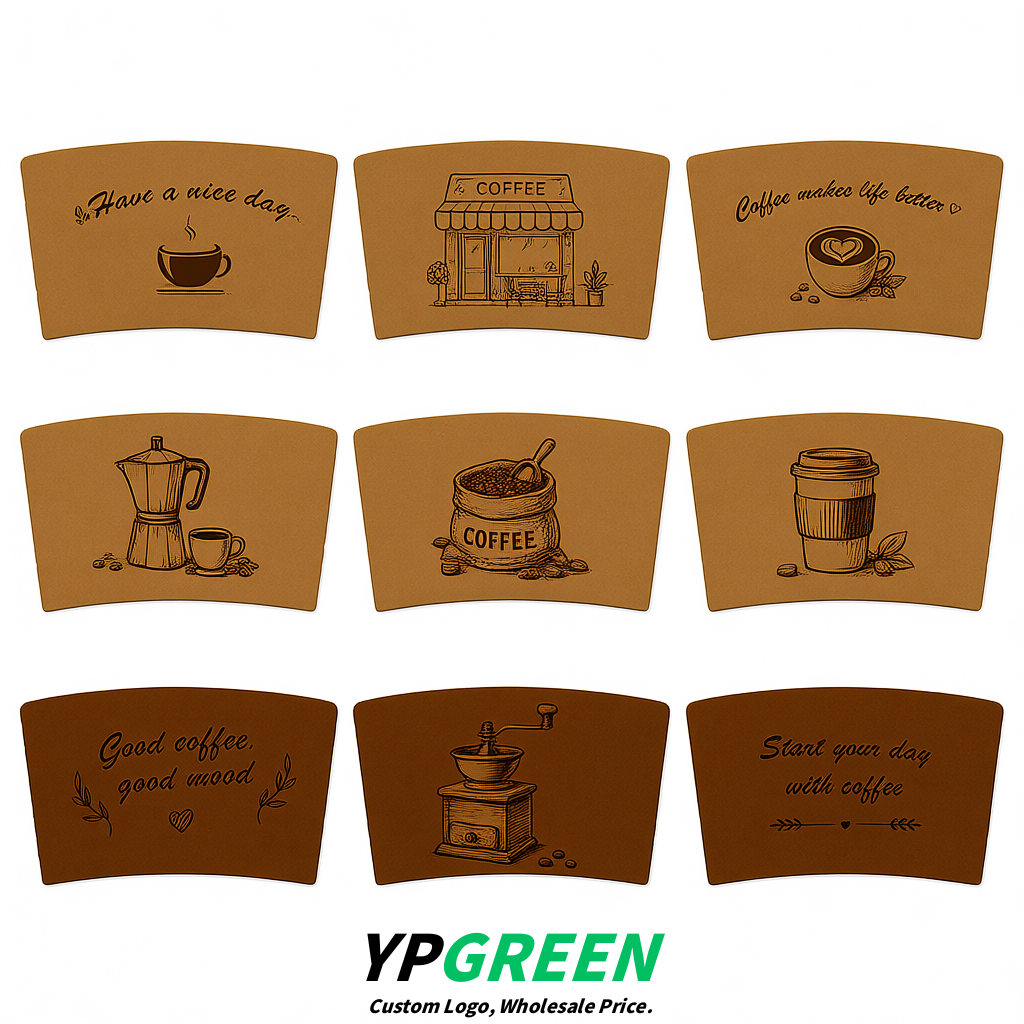 Brown Kraft Paper Coffee Cup Sleeves For 10, 12, 16, 20 oz Paper & Plastic Cups Factory