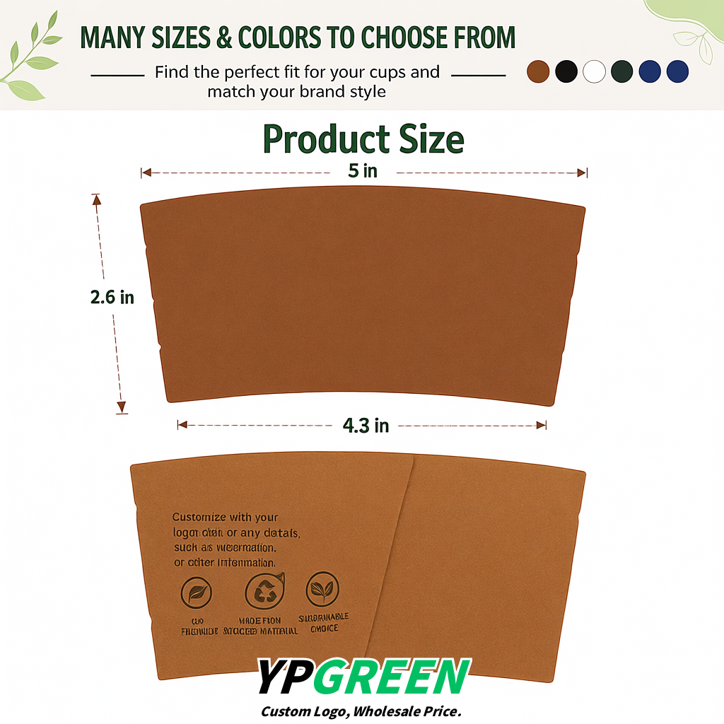 Brown Kraft Paper Coffee Cup Sleeves For 10, 12, 16, 20 oz Paper & Plastic Cups Factory