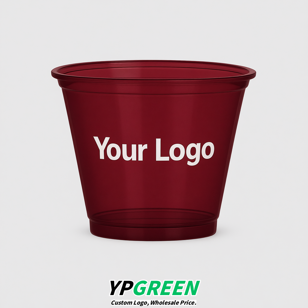 Burgundy Iced Latte Plastic Cup 260ml Disposable Clear Cup 9.2×5.5×7.1cm