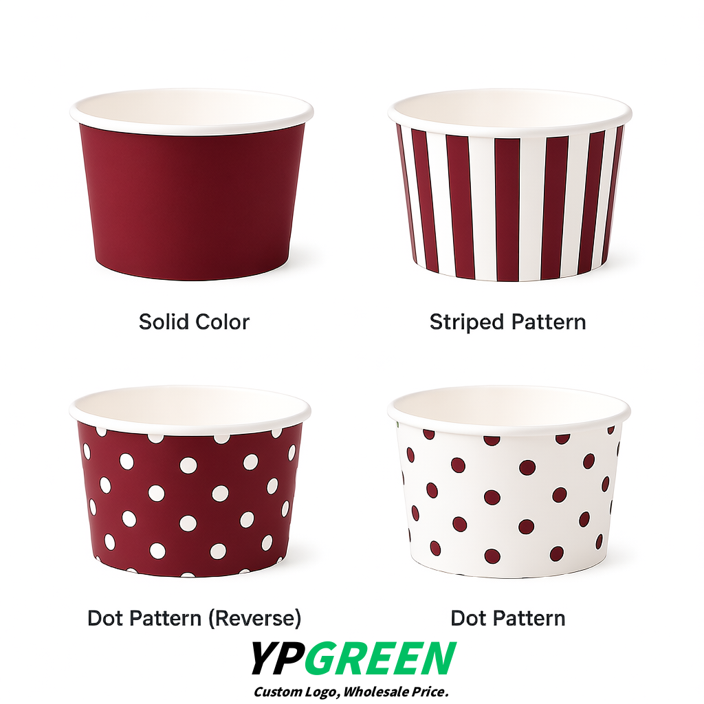 Burgundy Paper Gelato Takeaway Cup 2-10oz Disposable Ice Cream Bowls with Lids Factory
