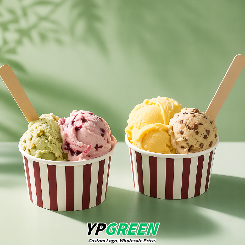 Burgundy Paper Gelato Takeaway Cup 2-10oz Disposable Ice Cream Bowls with Lids Factory