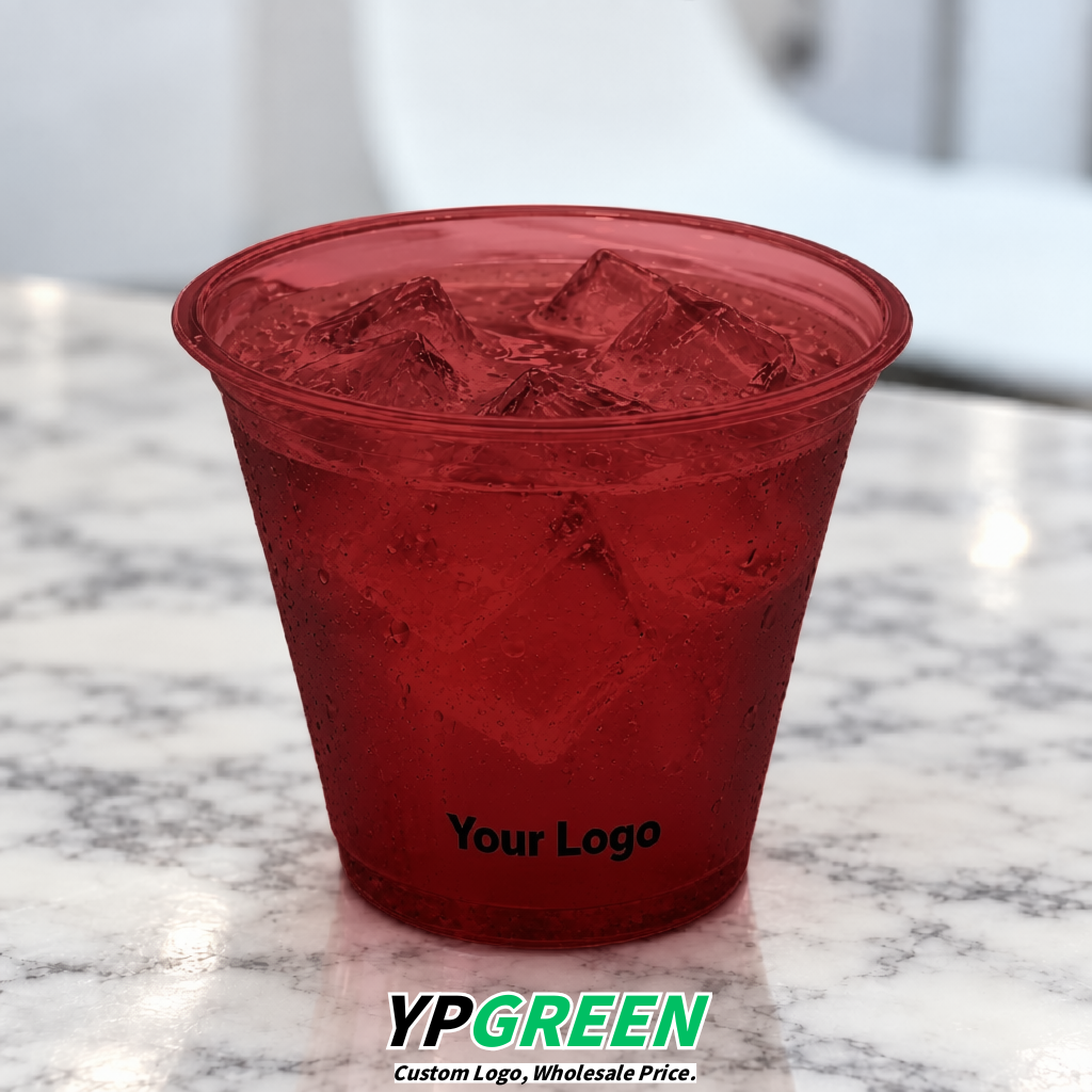 Carmine Iced Latte Plastic Cup 260ml Disposable Clear Cup 9.2×5.5×7.1cm