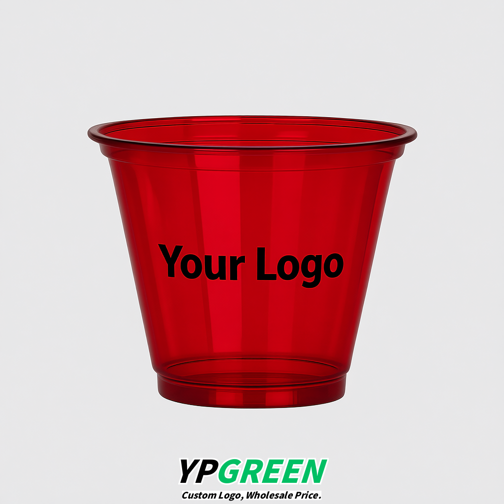 Carmine Iced Latte Plastic Cup 260ml Disposable Clear Cup 9.2×5.5×7.1cm