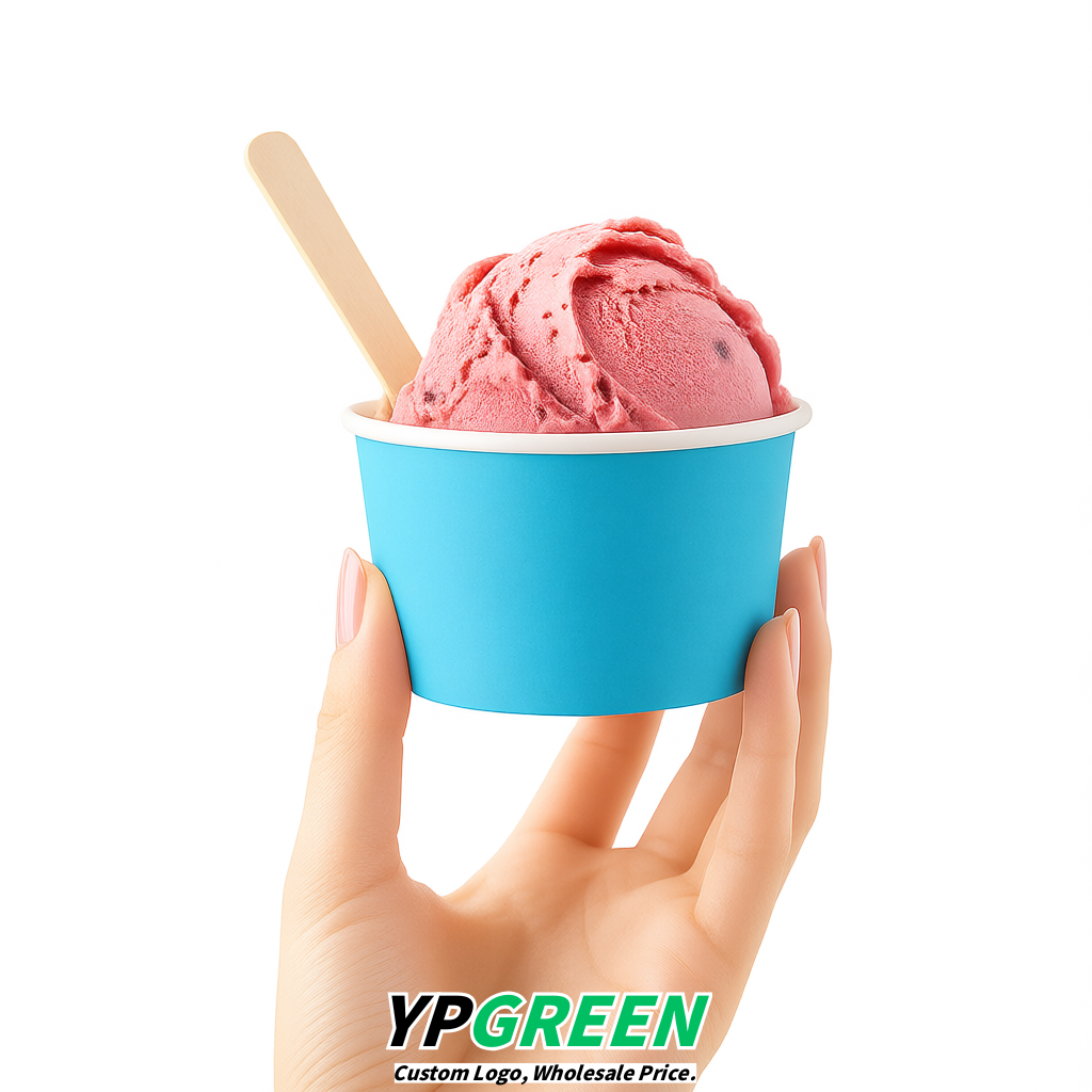 Cerulean Paper Gelato Takeaway Cup 2-10oz Disposable Ice Cream Bowls with Lids Factory