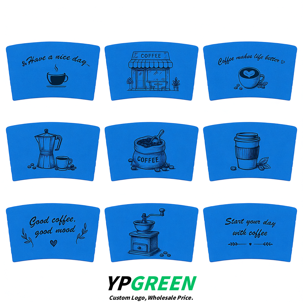 Cerulean Kraft Paper Coffee Cup Sleeves For 10, 12, 16, 20 oz Paper & Plastic Cups Factory