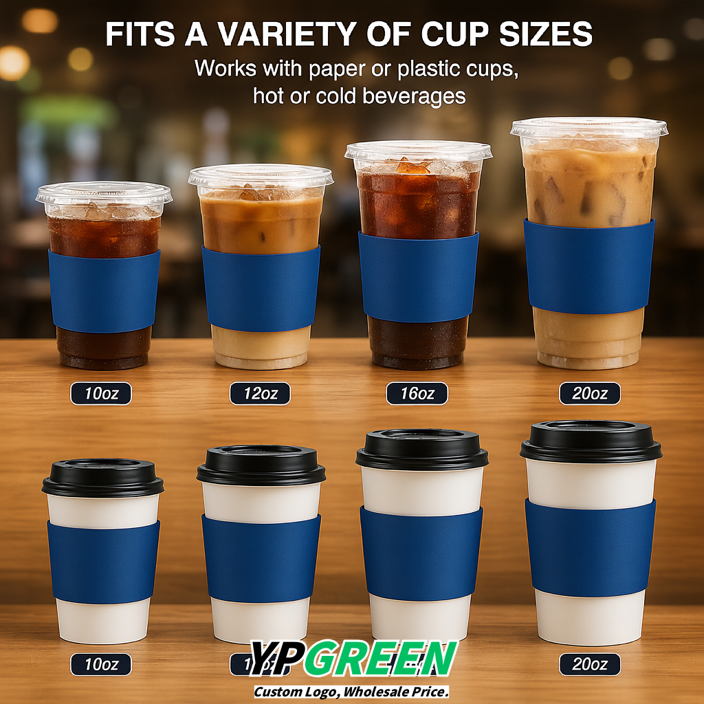 Cerulean Kraft Paper Coffee Cup Sleeves For 10, 12, 16, 20 oz Paper & Plastic Cups Factory