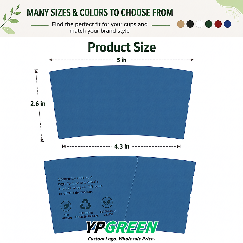 Cerulean Kraft Paper Coffee Cup Sleeves For 10, 12, 16, 20 oz Paper & Plastic Cups Factory