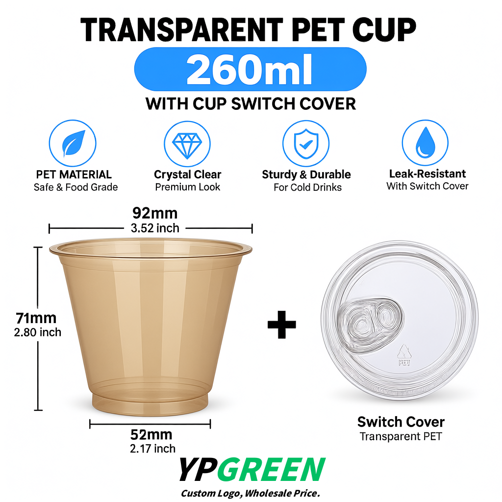 Champagne Iced Latte Plastic Cup 260ml Disposable Clear Cup 9.2×5.5×7.1cm