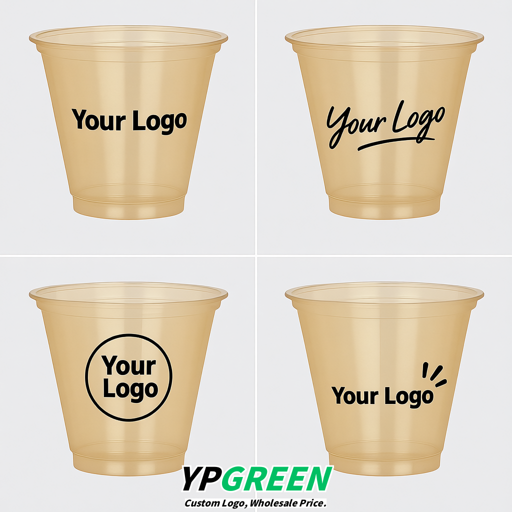 Champagne Iced Latte Plastic Cup 260ml Disposable Clear Cup 9.2×5.5×7.1cm