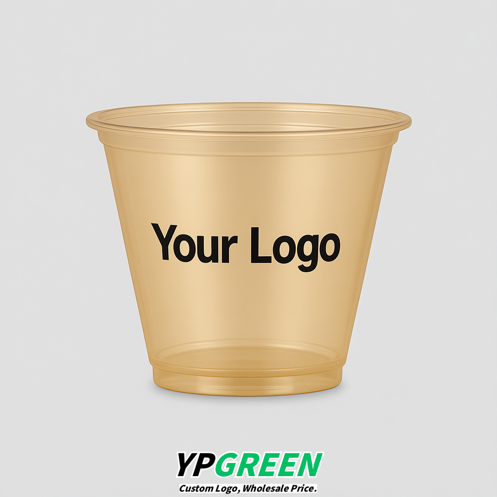 Champagne Iced Latte Plastic Cup 260ml Disposable Clear Cup 9.2×5.5×7.1cm