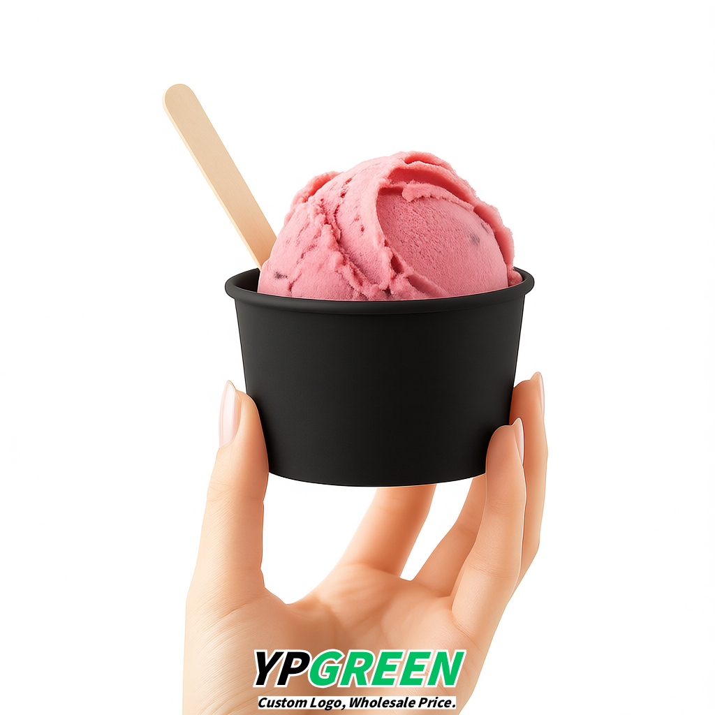 Charcoal Paper Gelato Takeaway Cup 2-10oz Disposable Ice Cream Bowls with Lids Factory Charcoal Paper Gelato Takeaway Cup 2-10oz Disposable Ice Cream Bowls with Lids Factory