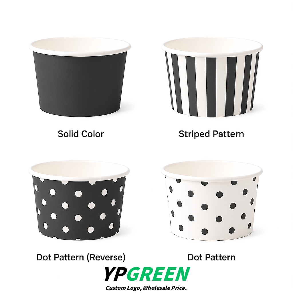 Charcoal Paper Gelato Takeaway Cup 2-10oz Disposable Ice Cream Bowls with Lids Factory
