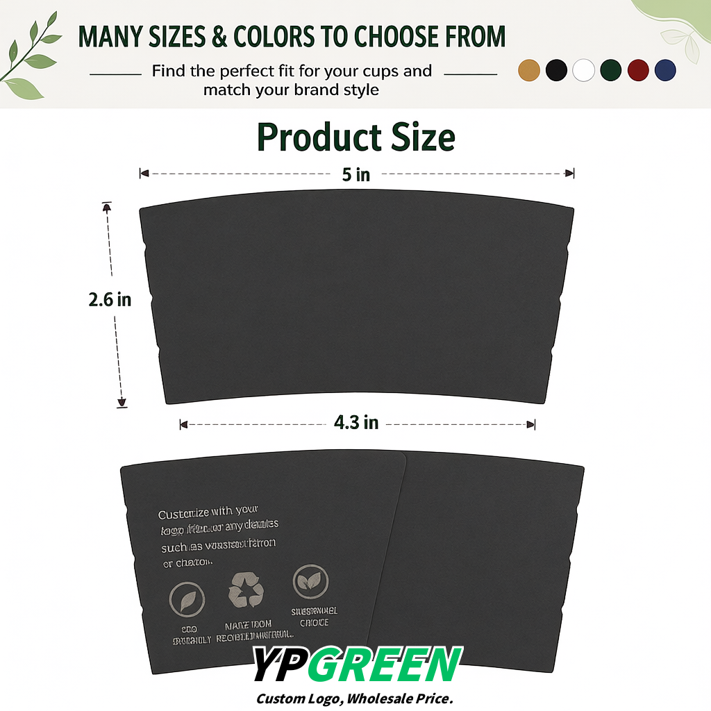 Charcoal Kraft Paper Coffee Cup Sleeves For 10, 12, 16, 20 oz Paper & Plastic Cups Factory