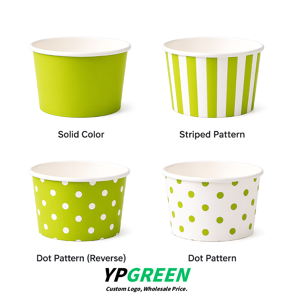 Chartreuse Paper Gelato Takeaway Cup 2-10oz Disposable Ice Cream Bowls with Lids Factory