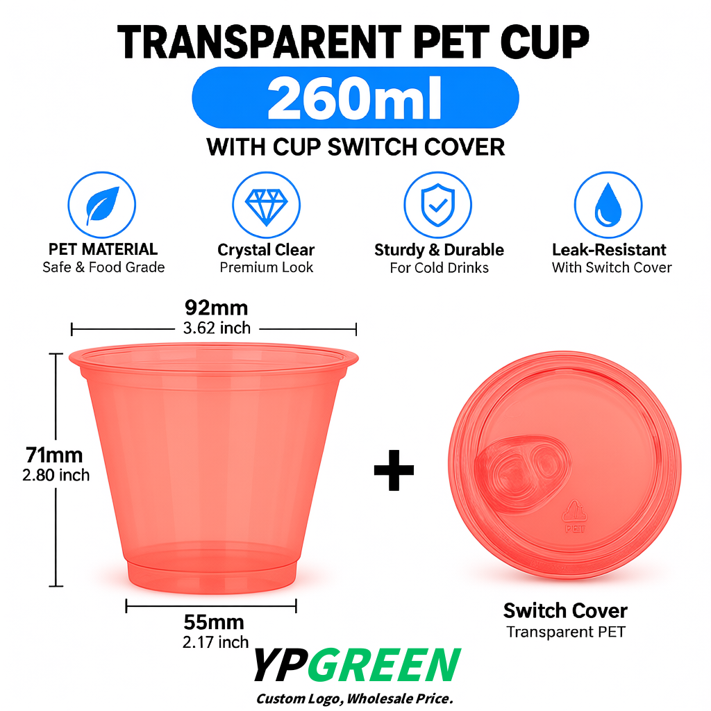 Coral Iced Latte Plastic Cup 260ml Disposable Clear Cup 9.2×5.5×7.1cm