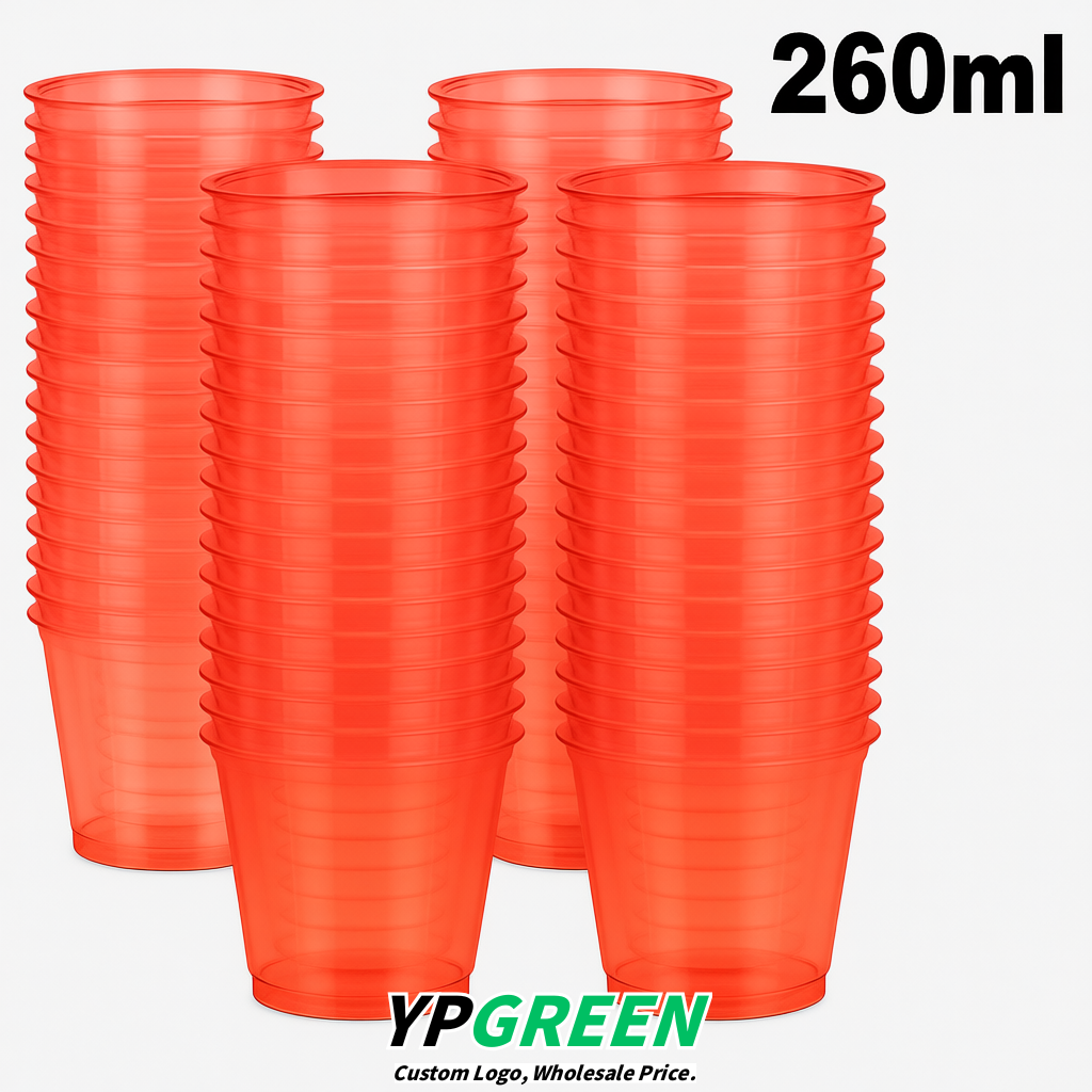Coral Iced Latte Plastic Cup 260ml Disposable Clear Cup 9.2×5.5×7.1cm