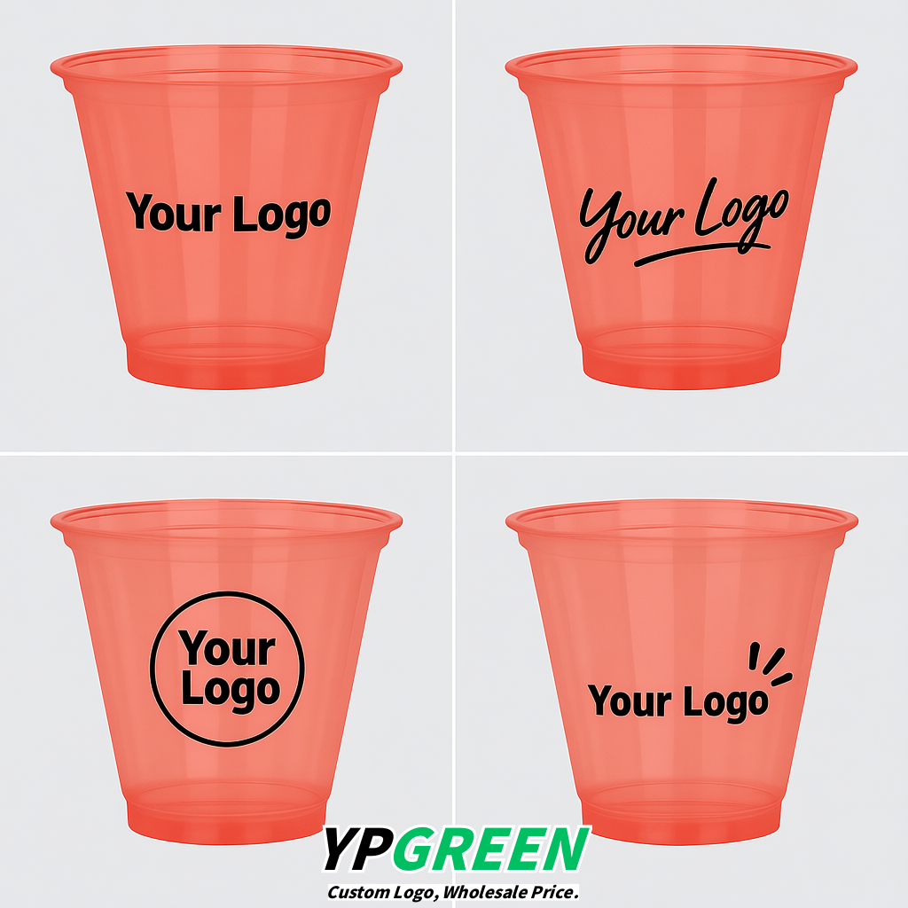 Coral Iced Latte Plastic Cup 260ml Disposable Clear Cup 9.2×5.5×7.1cm