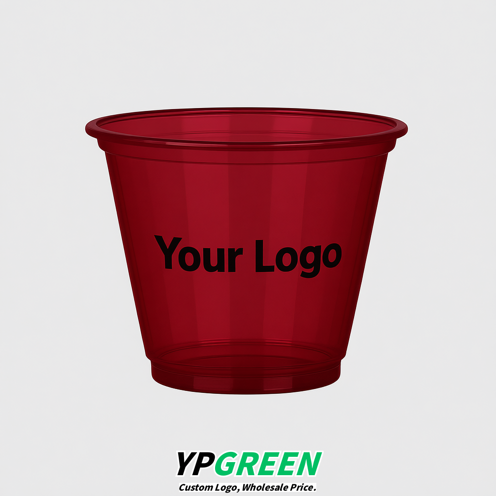 Crimson Iced Latte Plastic Cup 260ml Disposable Clear Cup 9.2×5.5×7.1cm