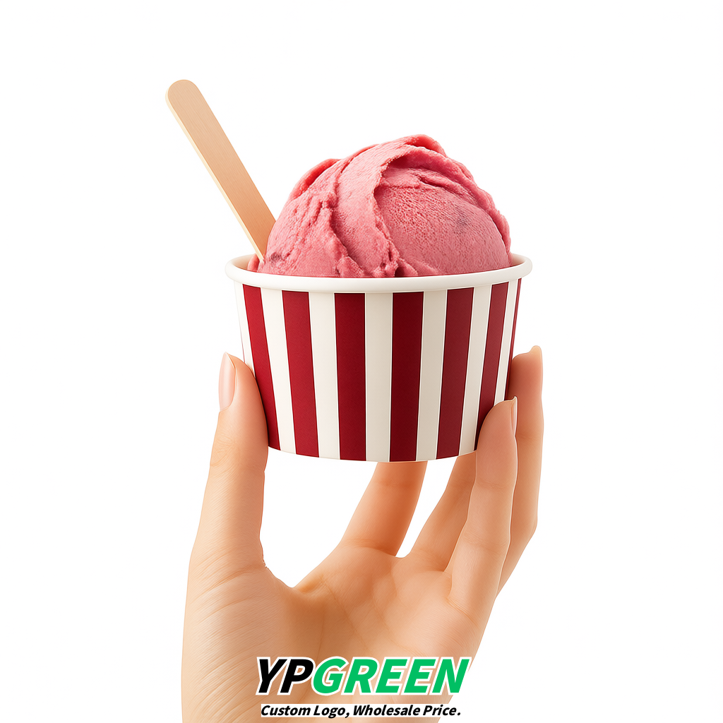 Crimson Paper Gelato Takeaway Cup 2-10oz Disposable Ice Cream Bowls with Lids Factory
