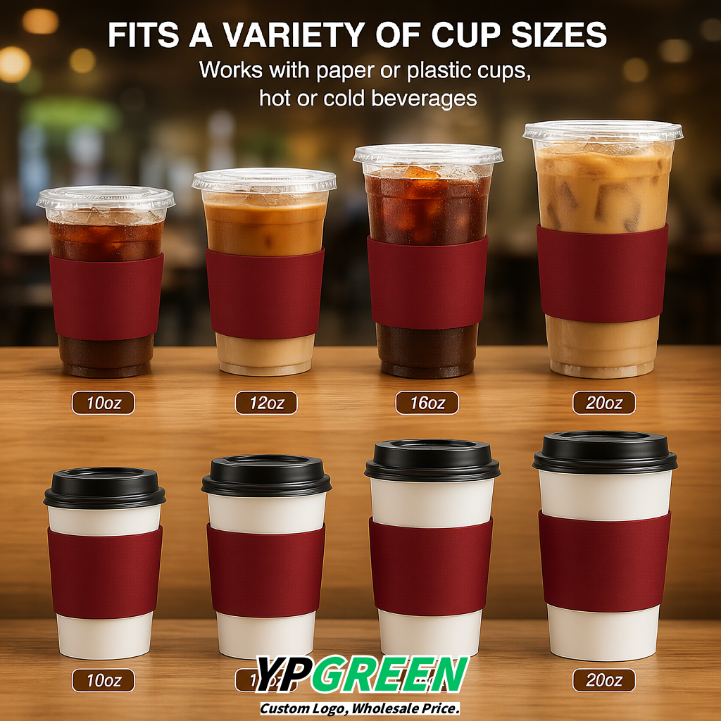 Crimson Kraft Paper Coffee Cup Sleeves For 10, 12, 16, 20 oz Paper & Plastic Cups Factory
