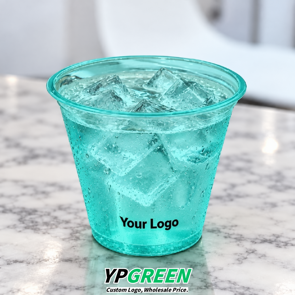 Cyan Iced Latte Plastic Cup 260ml Disposable Clear Cup 9.2×5.5×7.1cm