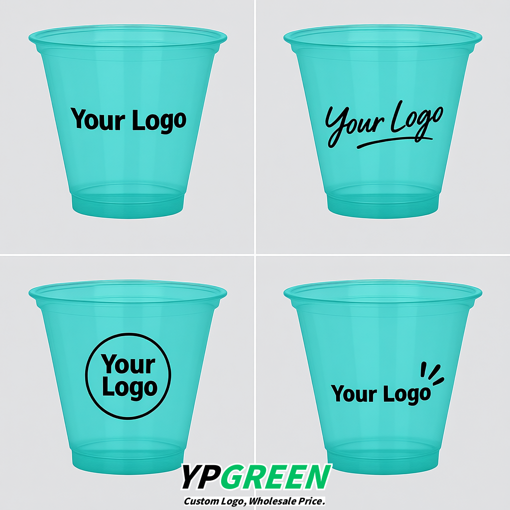Cyan Iced Latte Plastic Cup 260ml Disposable Clear Cup 9.2×5.5×7.1cm