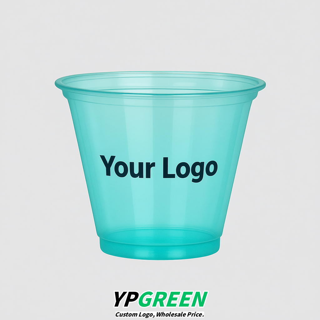 Cyan Iced Latte Plastic Cup 260ml Disposable Clear Cup 9.2×5.5×7.1cm